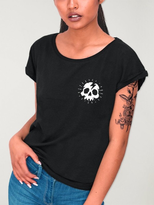 Maglietta Donna Nera Thunder Skull
