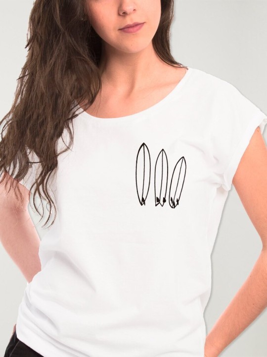 Women T-shirt White Surfing Quiver