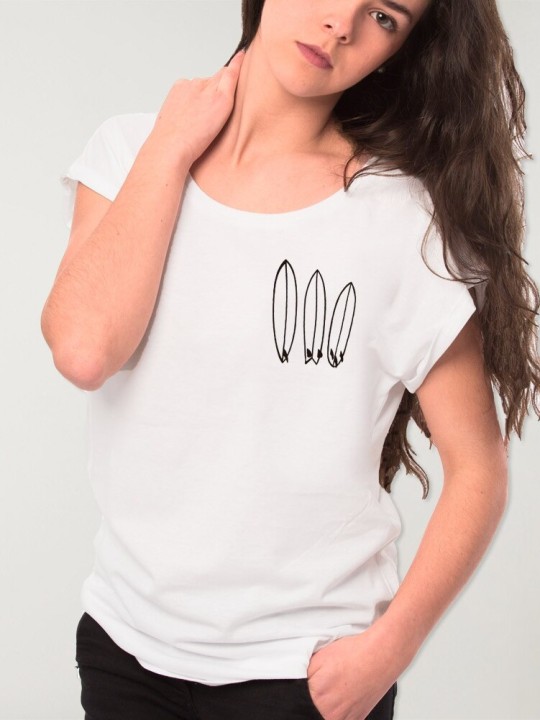 Women T-shirt White Surfing Quiver