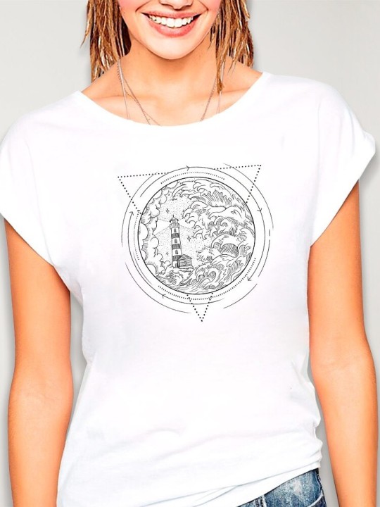 Camiseta de Mujer Blanca Geometric Lighthouse