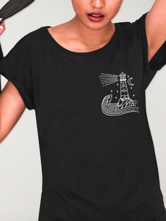 Camiseta de Mujer Negra Star Lighthouse