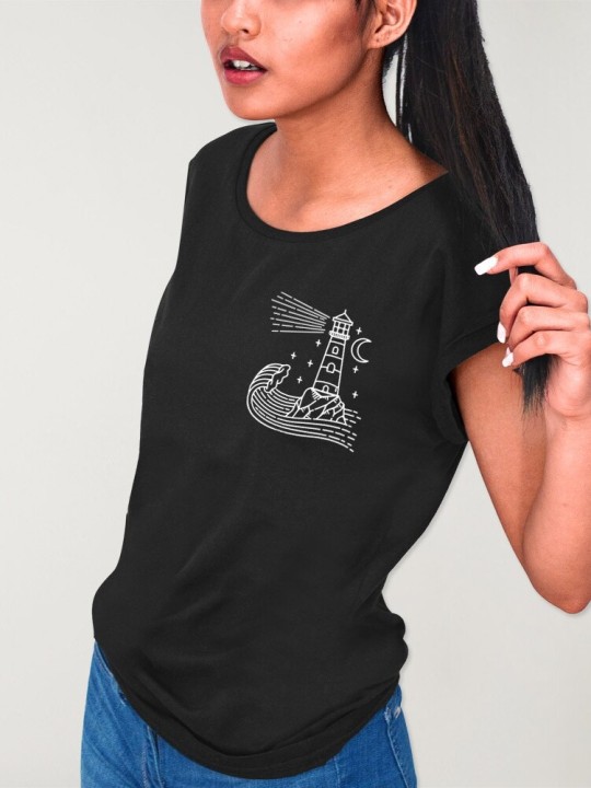 Camiseta de Mujer Negra Star Lighthouse