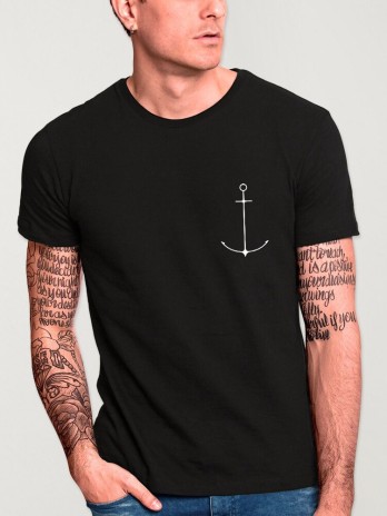 Camiseta de Hombre Negra Minimal Anchor