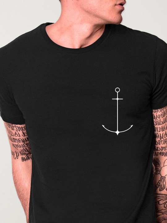 Camiseta de Hombre Negra Minimal Anchor