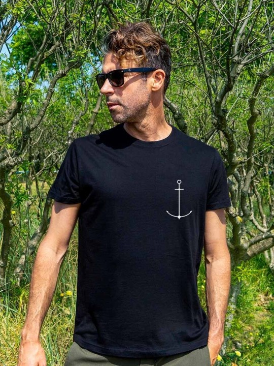 T-shirt Homme Noir Minimal Anchor