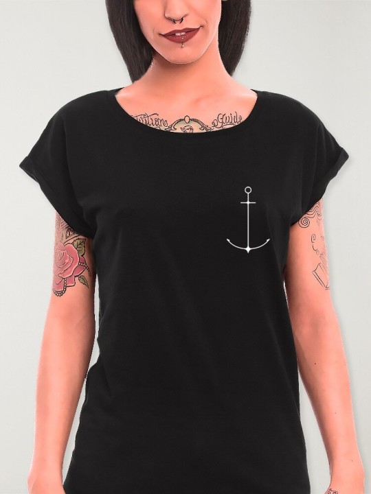 Camiseta de Mujer Negra Minimal Anchor