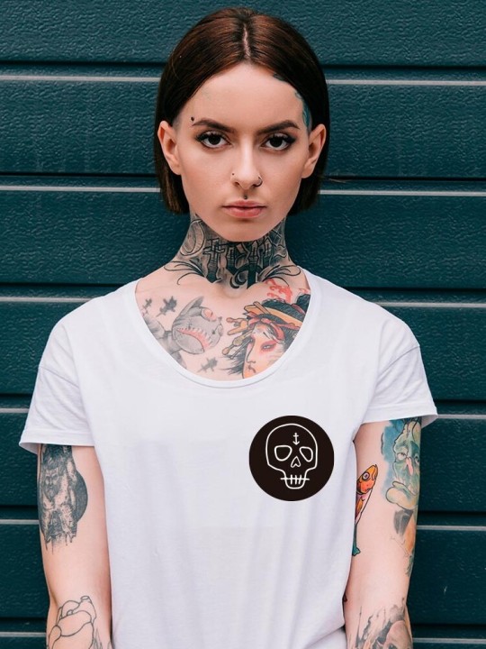 Camiseta de Mujer Blanca Wanderer Skull