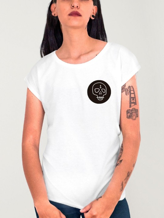 Camiseta de Mujer Blanca Wanderer Skull