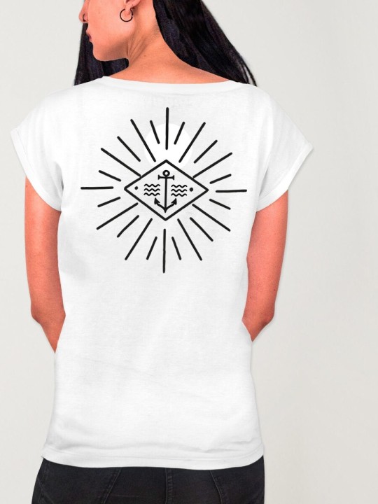 Camiseta de Mujer Blanca Wanderer Skull