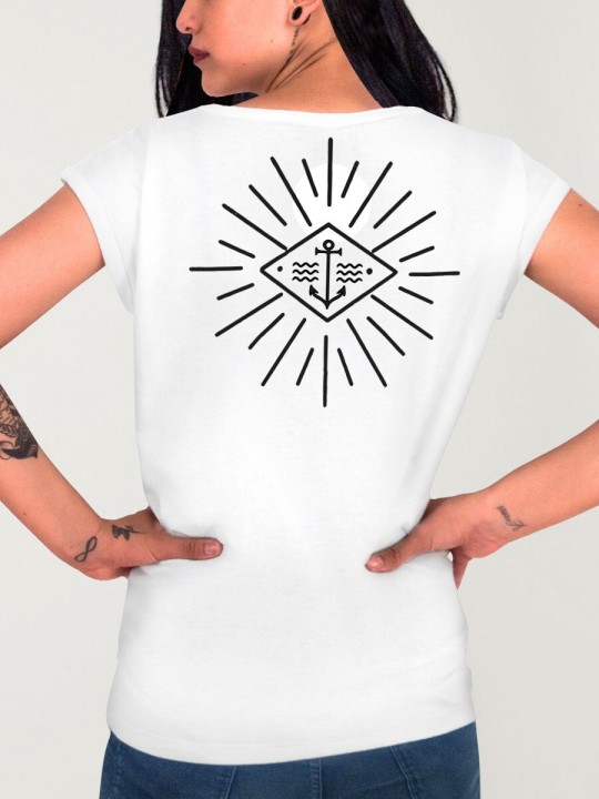 Camiseta de Mujer Blanca Wanderer Skull