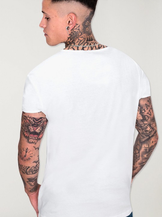 Men T-shirt Open neck White Spirit