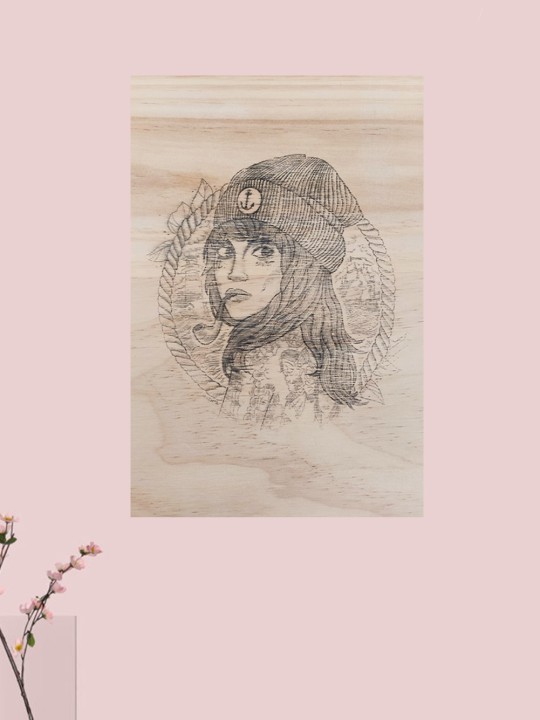 Holzbrett Transfer Woman Captain
