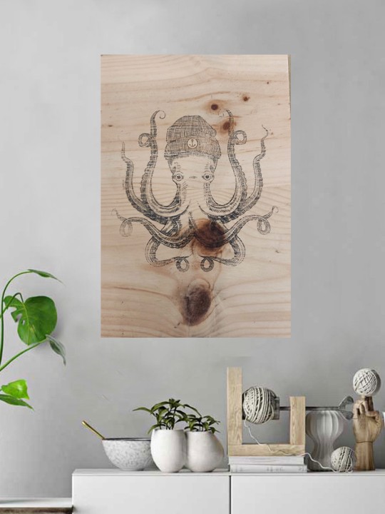 Wooden Table Transfer Ocean Octopus