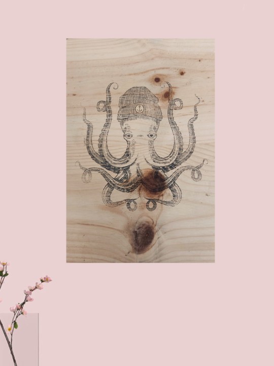 Wooden Table Transfer Ocean Octopus