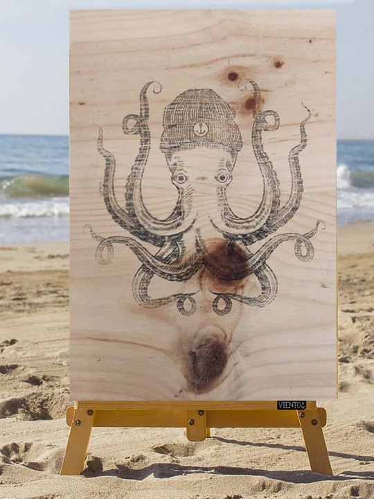 Wooden Table Transfer Ocean Octopus