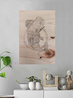 Wooden Table Transfer Whale Sailor