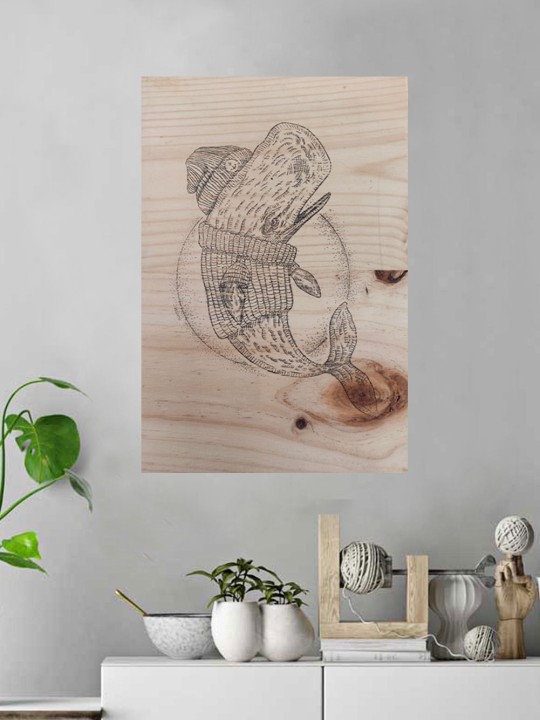 Wooden Table Transfer Whale Sailor