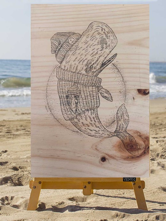 Wooden Table Transfer Whale Sailor