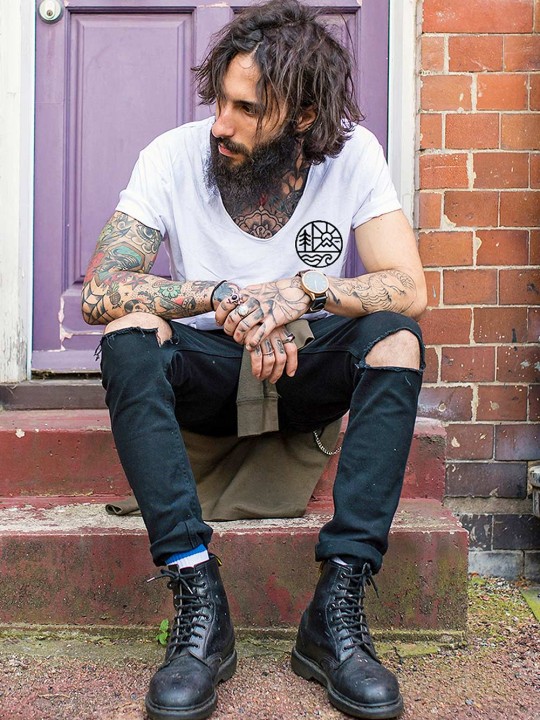 Men T-Shirt Open neck White Adventure