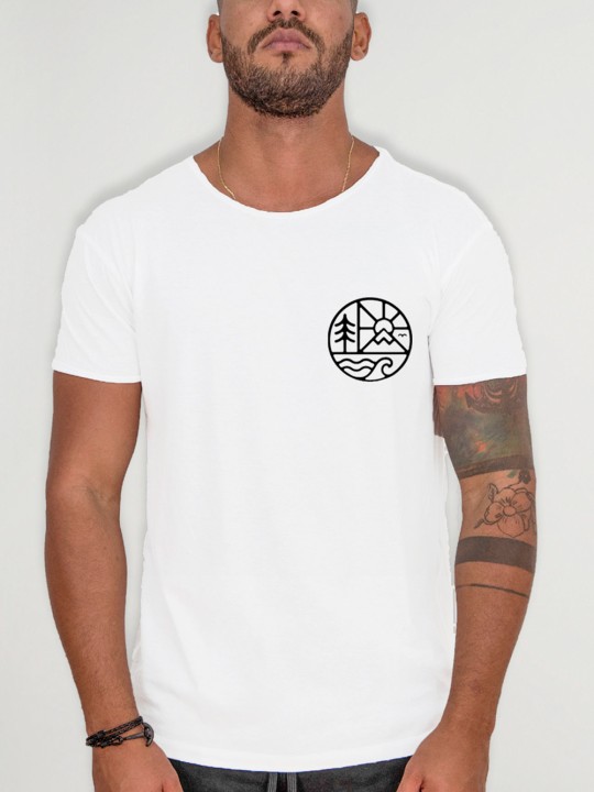 Men T-Shirt Open neck White Adventure