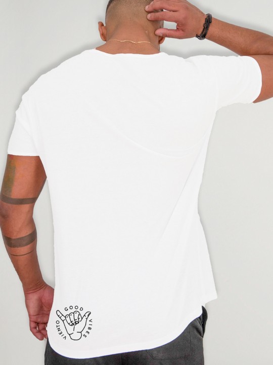 Men T-Shirt Open neck White Adventure