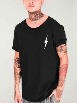 Men T-Shirt Open neck Black Lightning