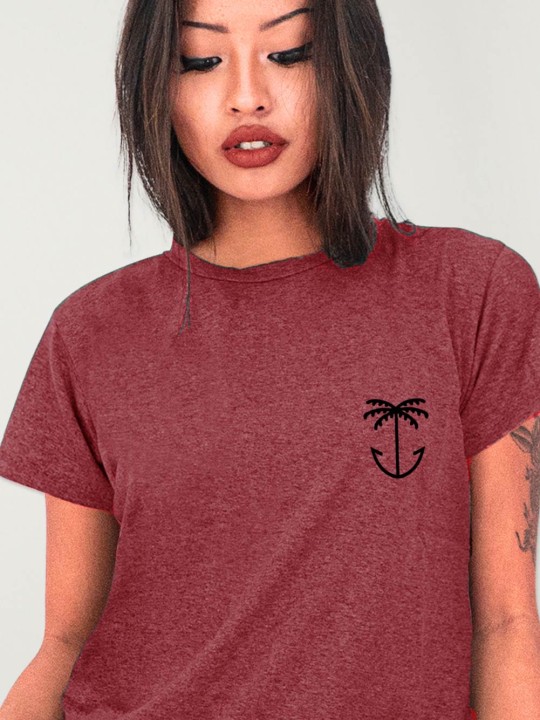 Unisex T-Shirt Burgundy Palm Anchor Tree