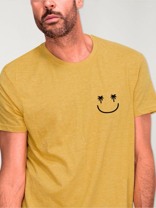 Men T-Shirt Mustard Smiley Palm