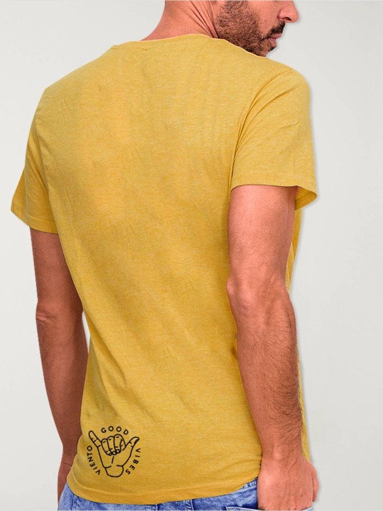 Camiseta de Hombre Mostaza Smiley Palm