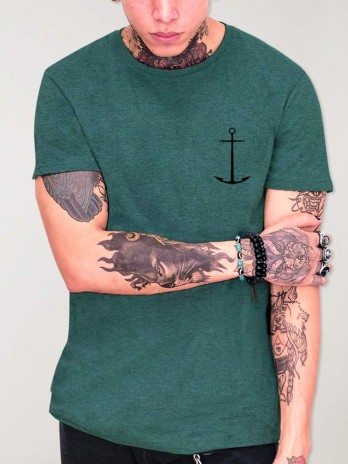 Men T-Shirt Green Black Point