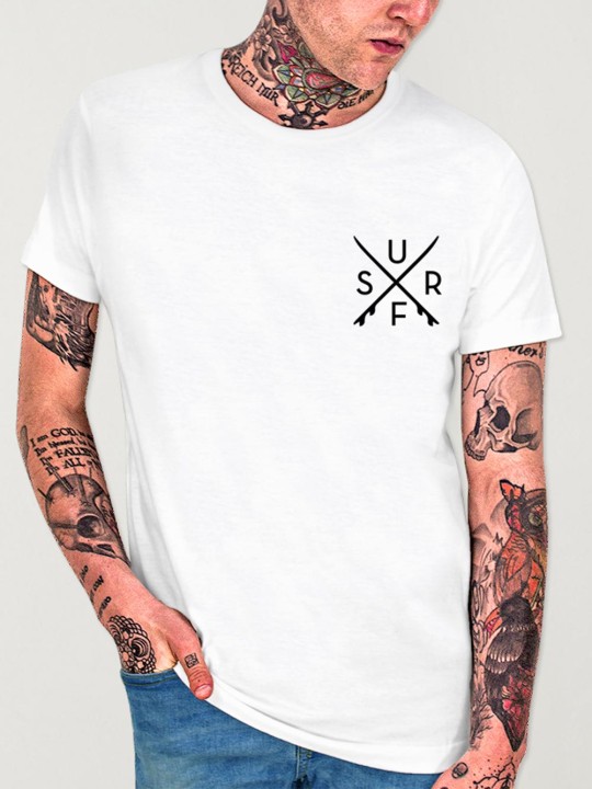 Men T-Shirt White Square Surf