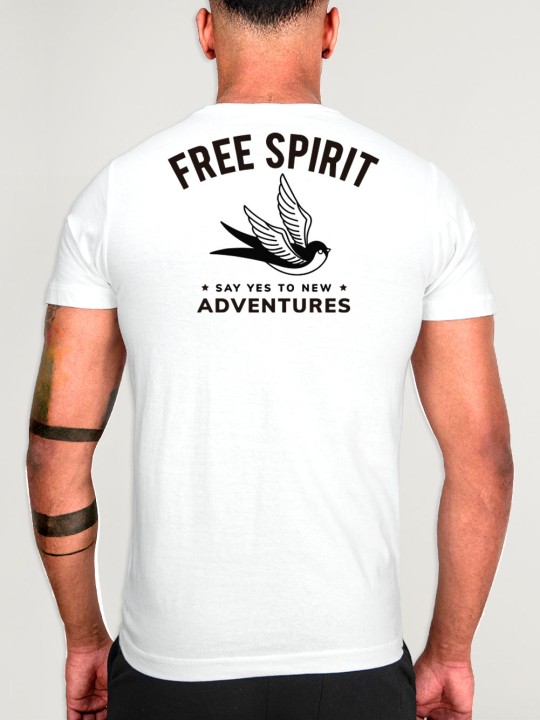 Men T-Shirt White Backside Free Spirit