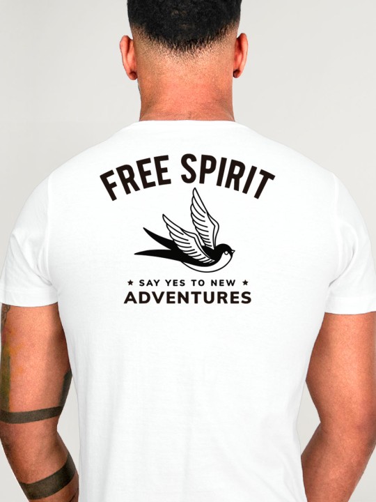 Men T-Shirt White Backside Free Spirit