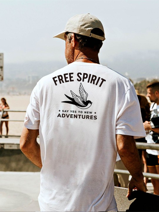 Men T-Shirt White Backside Free Spirit