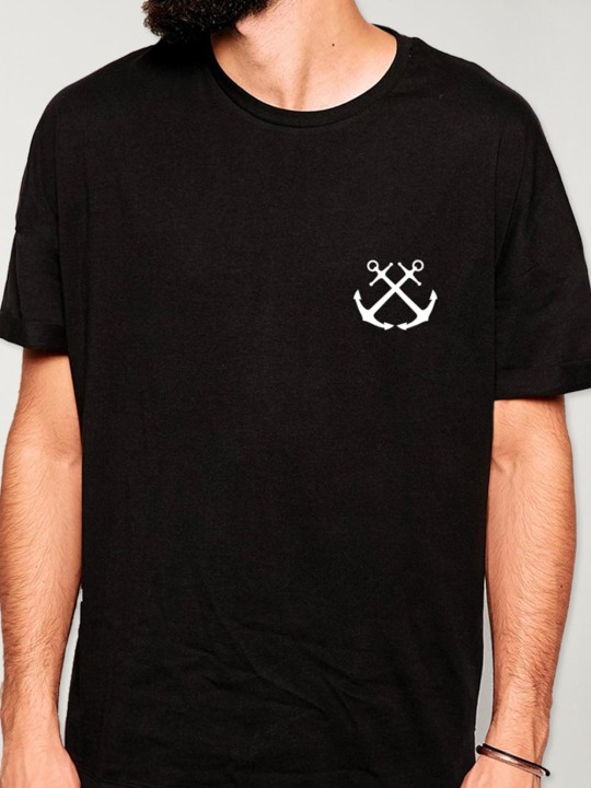 Men T-Shirt Black Crossed Anchors