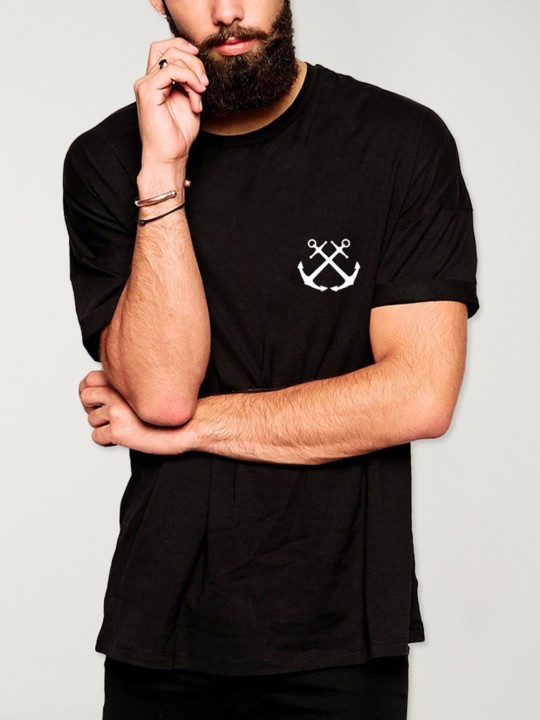 Men T-Shirt Black Crossed Anchors